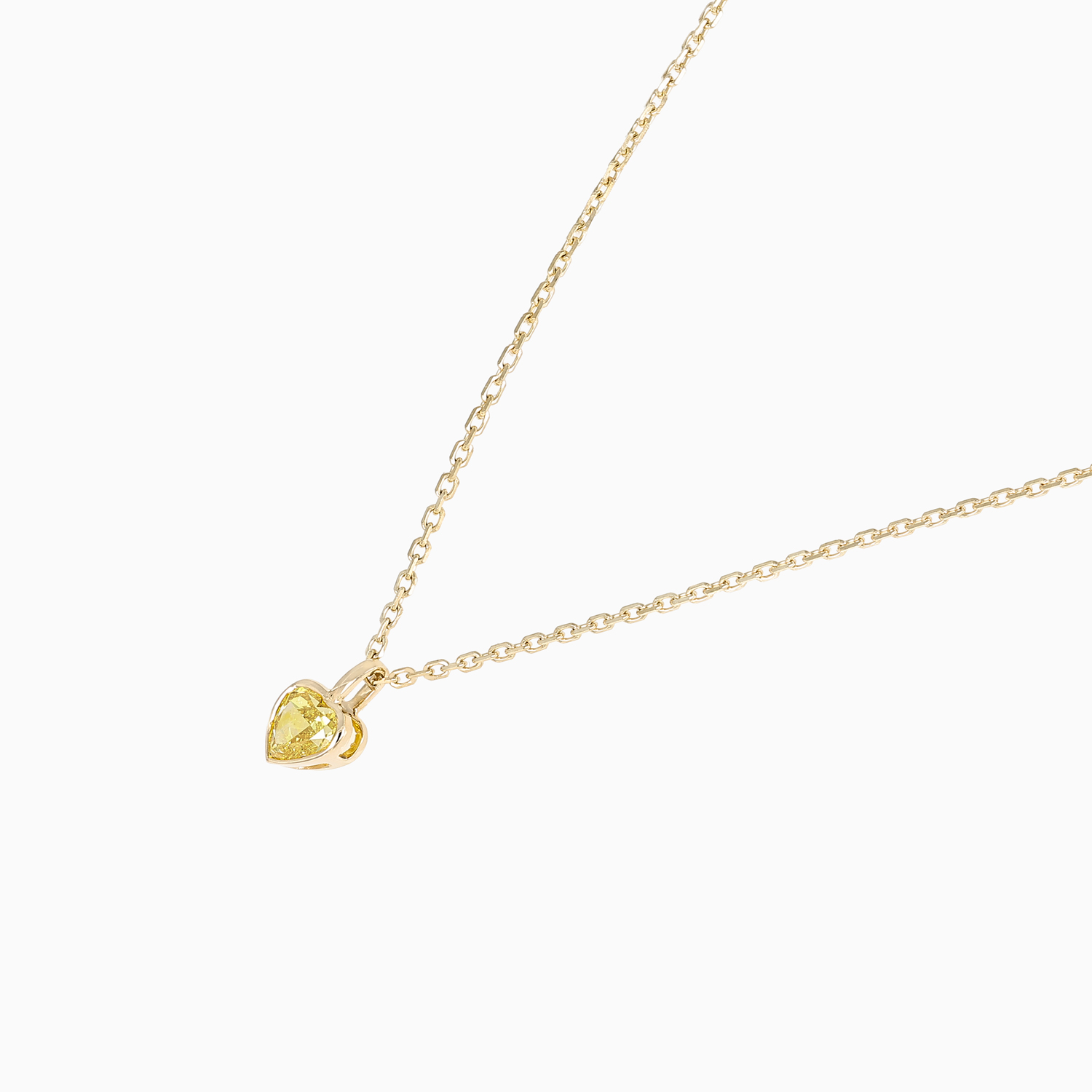 Heart-Shaped Lab-Grown Fancy Yellow Diamond Solitaire Pendant, 14k Yellow Gold